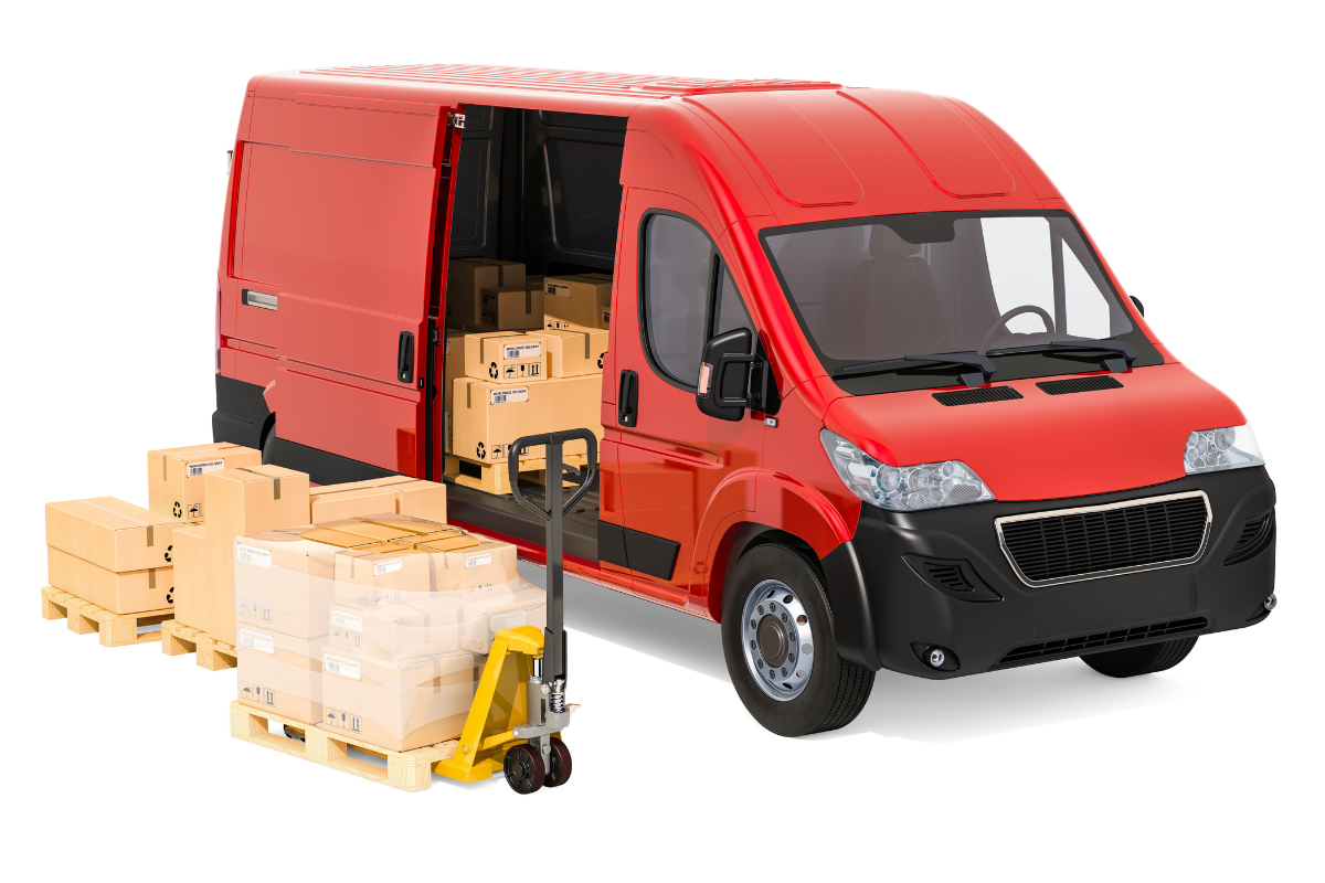 Courier van loaded with packages for same day delivery